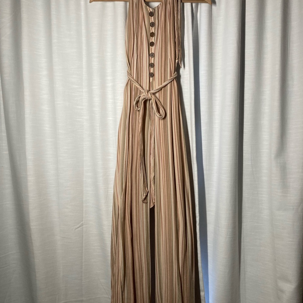 Striped Tan Maxi Dress